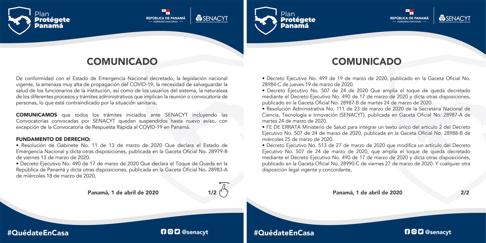 Comunicado Cancelación Convocatorias